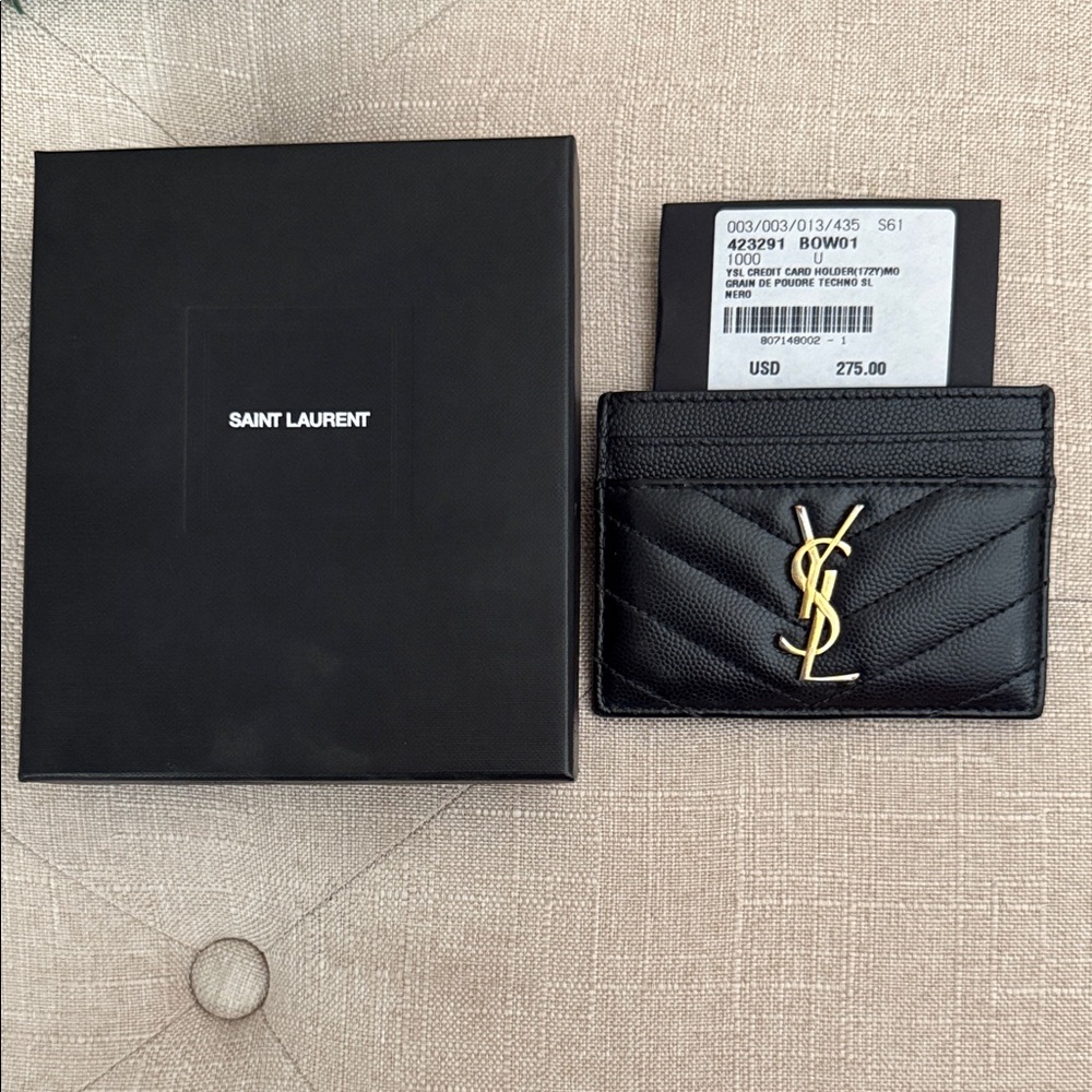 Saint Laurent | CASSANDRE MATELASSÉ CARD CASE IN GRAIN DE POUDRE LEATHER